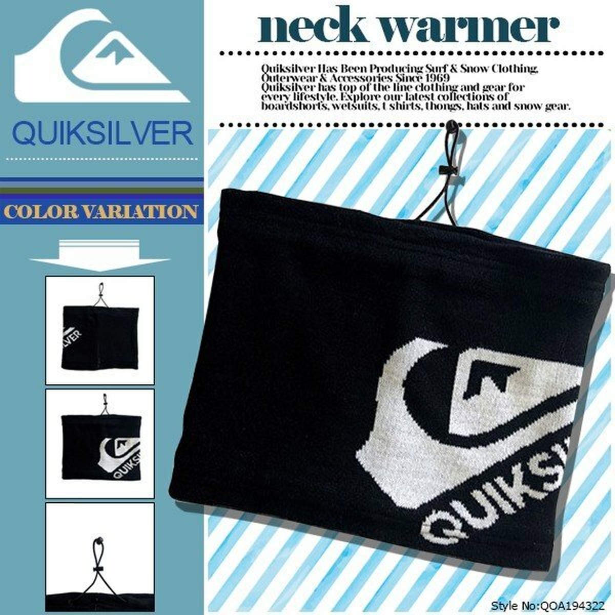 Qoa クイックシルバー ネックウォーマー メンズ ニット フリース 暖か 冬 防寒 人気ブランド ブラック 黒 Mw Logo Quiksilver Beachdays Okinawa