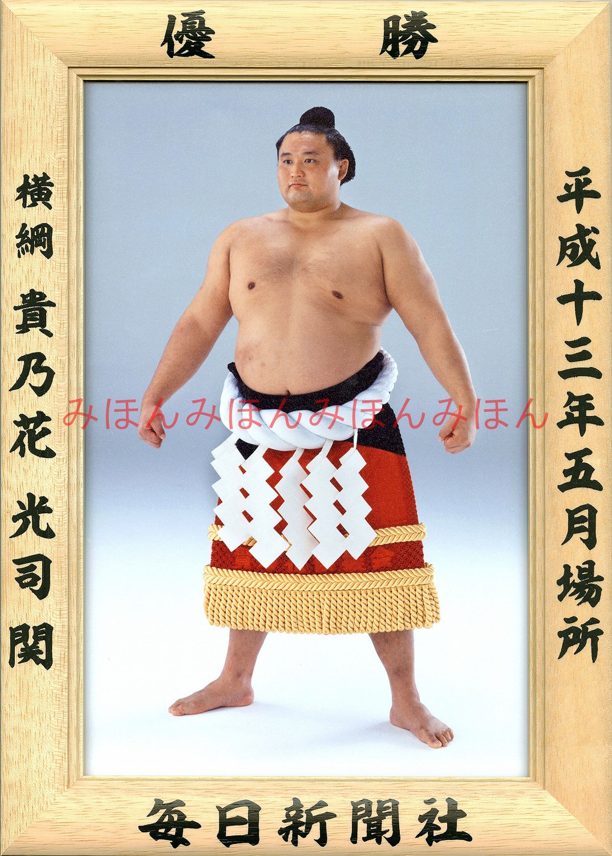 平成１３年５月場所優勝 横綱 貴乃花光司関 ２２回目最後の優勝 大相撲まいにち部屋 大相撲優勝ミニ額販売公式サイト