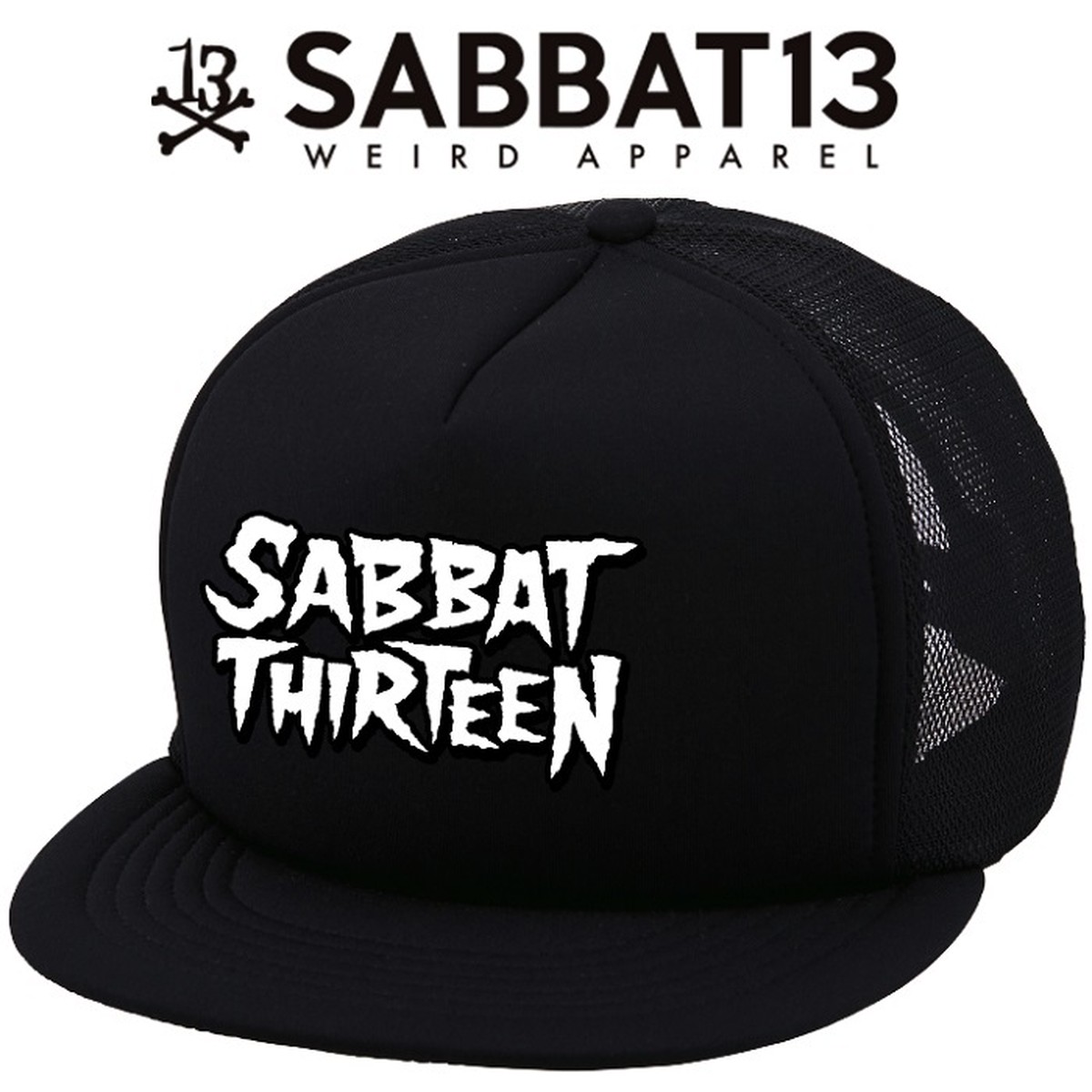 Sabbat13 サバトサーティーン サバト13 Scare Mesh Cap メッシュスナップバックキャップ 帽子 黒 ブラック ロゴ スカル ドクロ メンズ レディース ロック パンク バンド Rock Punk フェス ギフト ラッピング無料 ステージ衣装 Rogia Rogia Web Store