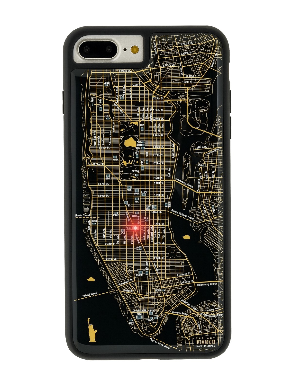 Flash ｎｙ回路地図 Iphone7 8 Plusケース 黒 東京回路線図a5クリアファイルをプレゼント Pcb Art Moeco