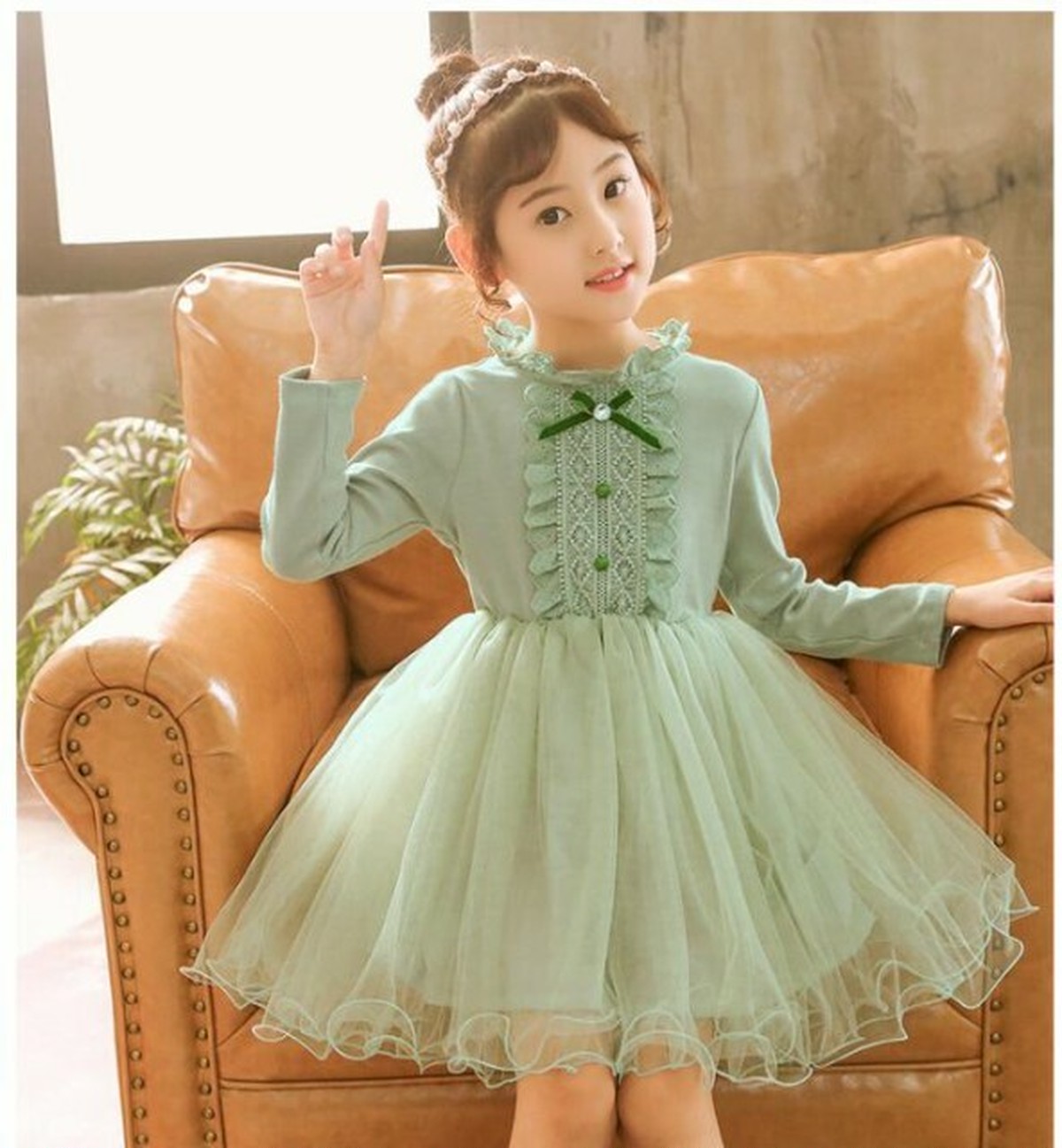 長袖 フォーマル レース 女の子ワンピース 長袖ワンピース レースドレス 入学式 子供服 結婚式 発表会 卒業式 キッズ フォーマルドレス ピンク グリーン 送料無料 韓国レディース キッズファッション Londonbridge ロンドンブリッジ