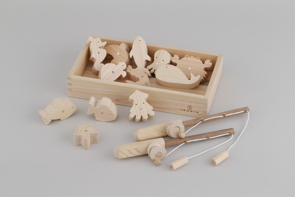 魚釣りセット Fishing Set 送料無料 木のおもちゃ 誕生日祝い 釣りゲーム 木のおもちゃ 家具の通販 Ikonih Osaka