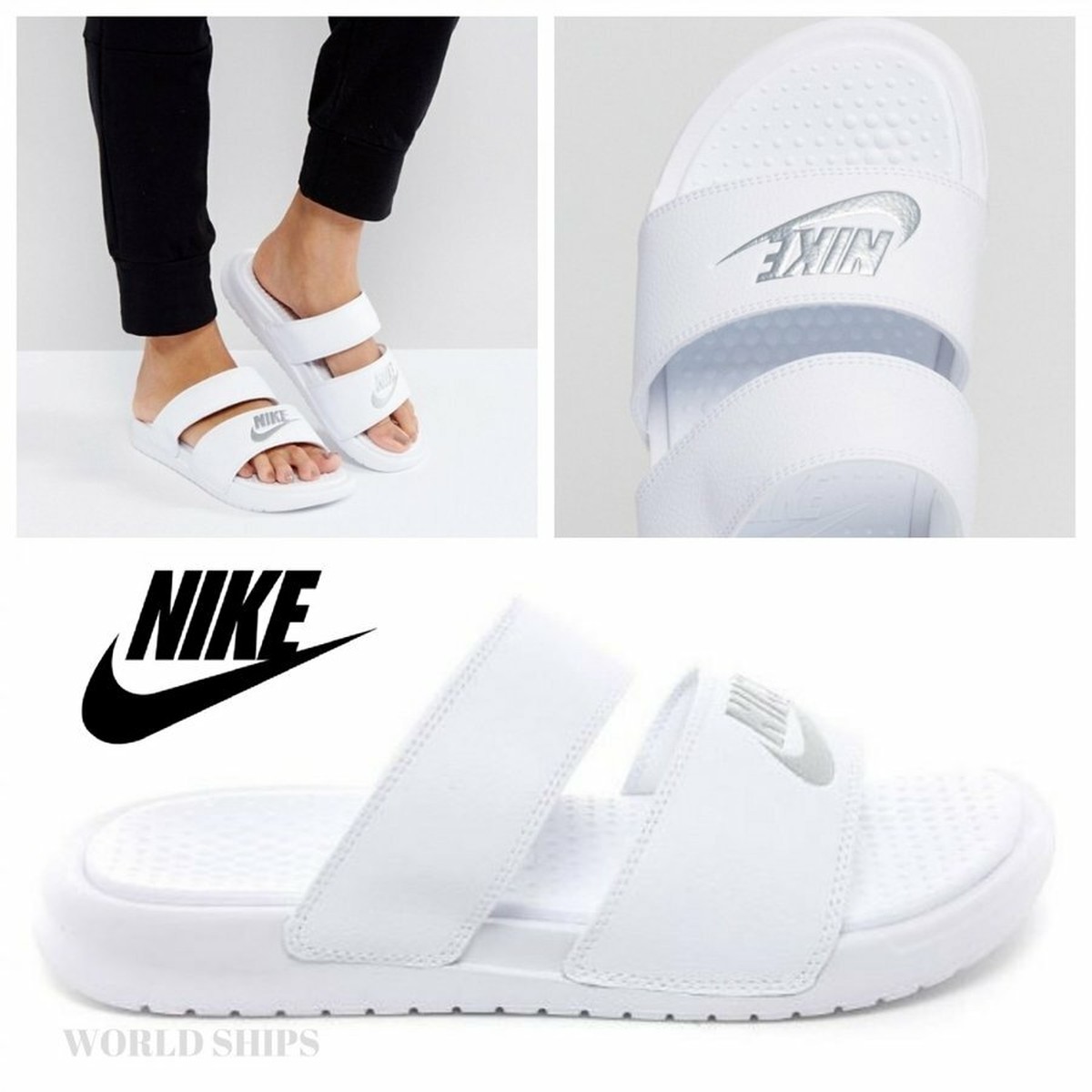 円 本日限定価格 サンダル ナイキ ベナッシ メンズ レディース Nike Benassi Duo Ultra Slide ホワイト メタリックシルバー 海外正規品 Nike 65 World Ships