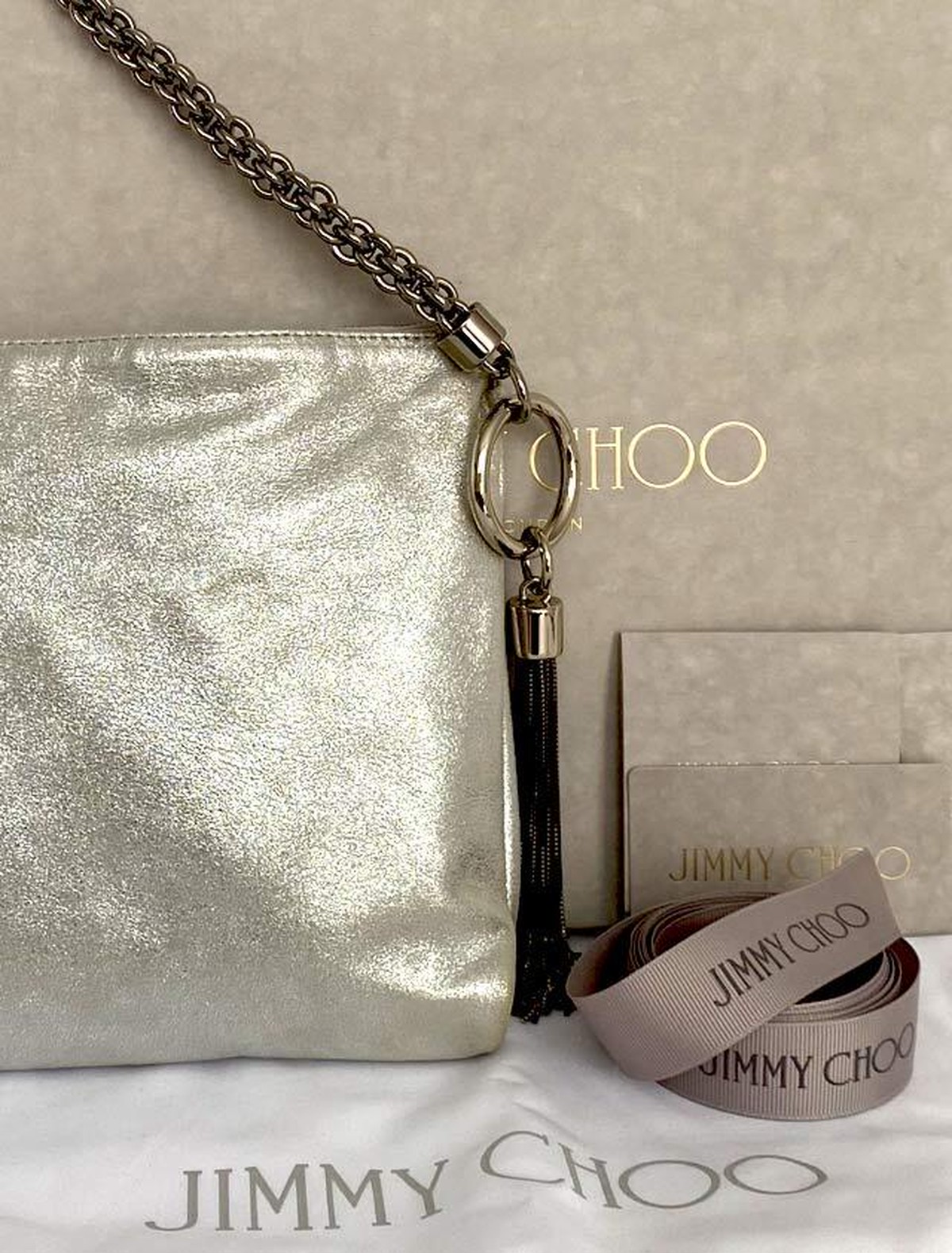 受注生産品】 JIMMY CHOO ジミーチュウ メタリックカーフ シルバー