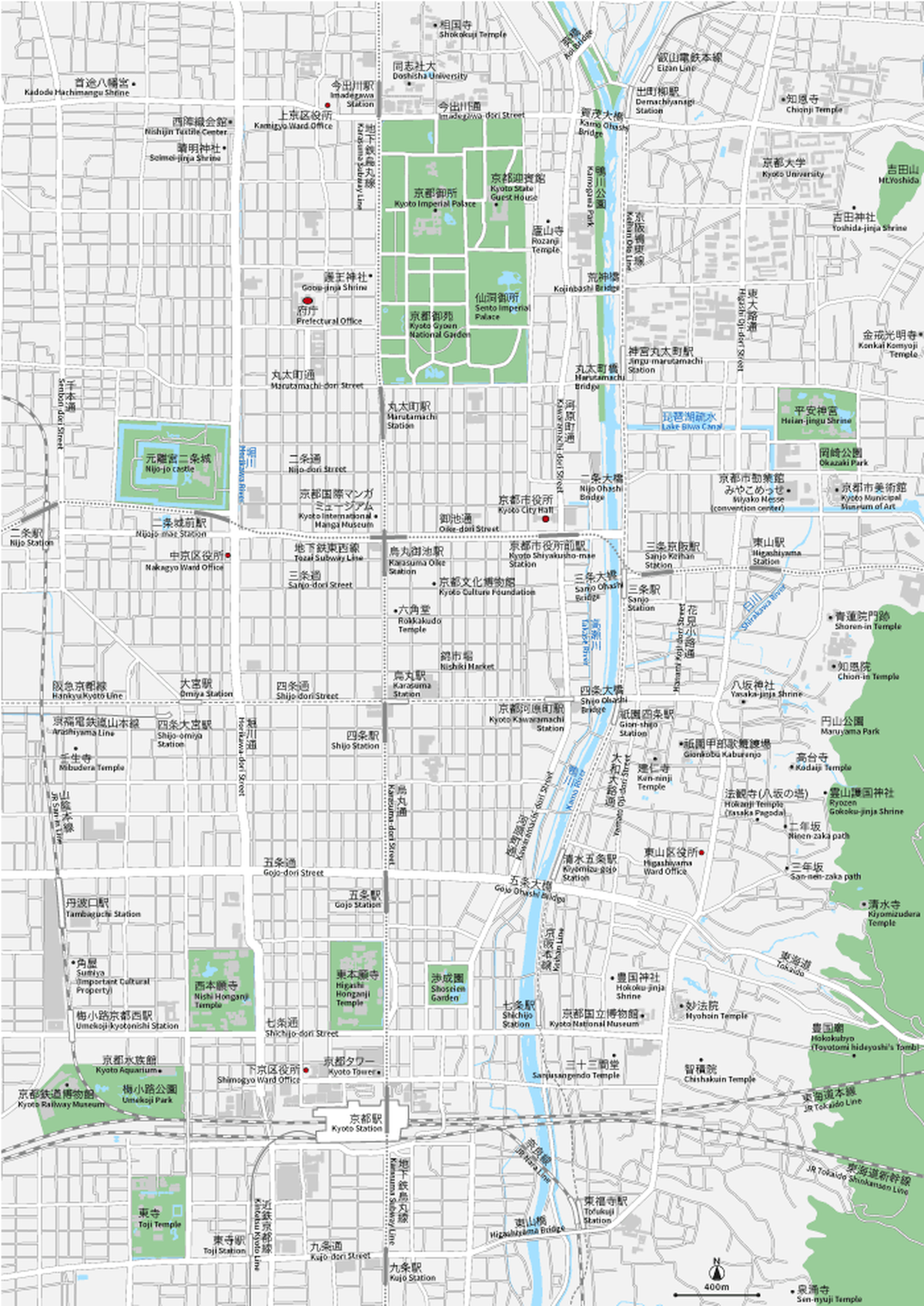 京都 中心部 イラストレータデータ Eps 日本語 英語 並記版 地図素材をダウンロードにて販売するお店 今八商店