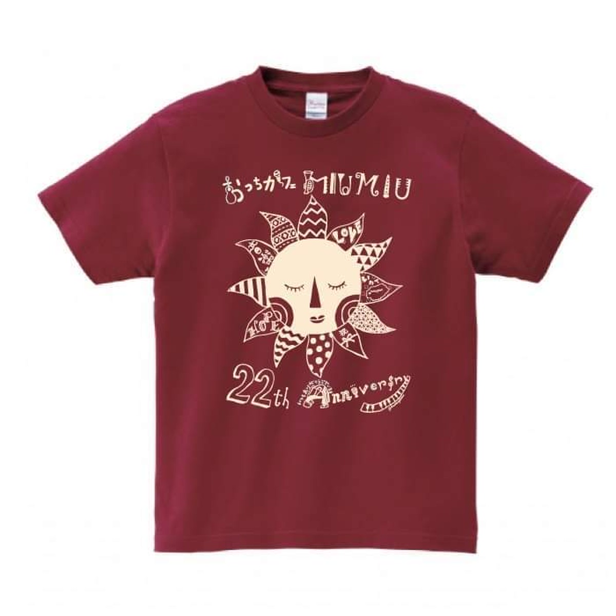 おうちカフェmiumiu 22th Anniversary ｔシャツ バーガンディ おうち De Miumiu