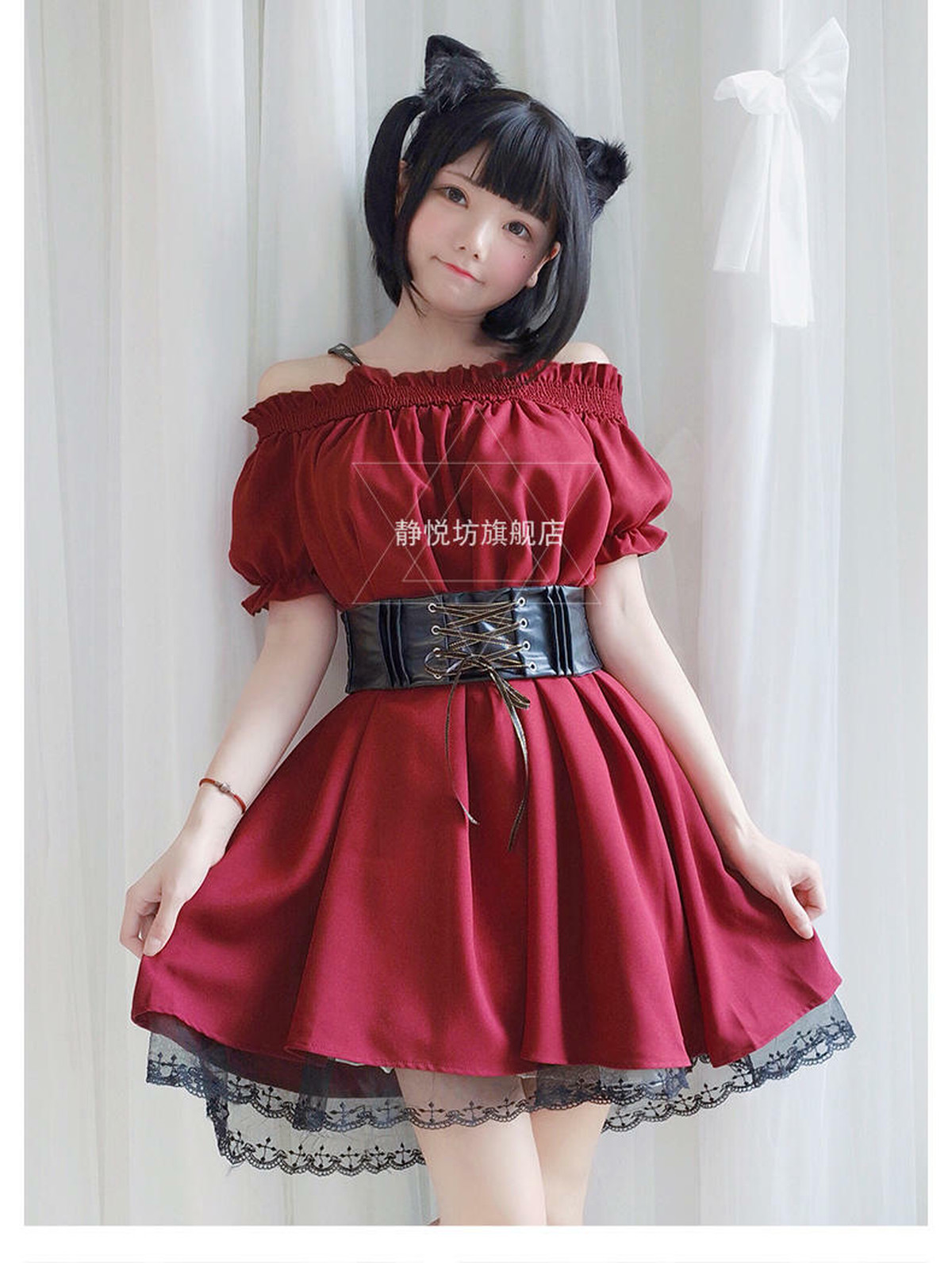 春 夏 レディース ワンピース ロリータワンピース ゴスロリワンピース 半袖 オフショル 肩ベルト ウエストベルト 2way キュート セクシー 小悪魔 レース ゴスロリ 原宿系 デート おでかけ お散歩 Yn 5 125 Dress Sugar Moon