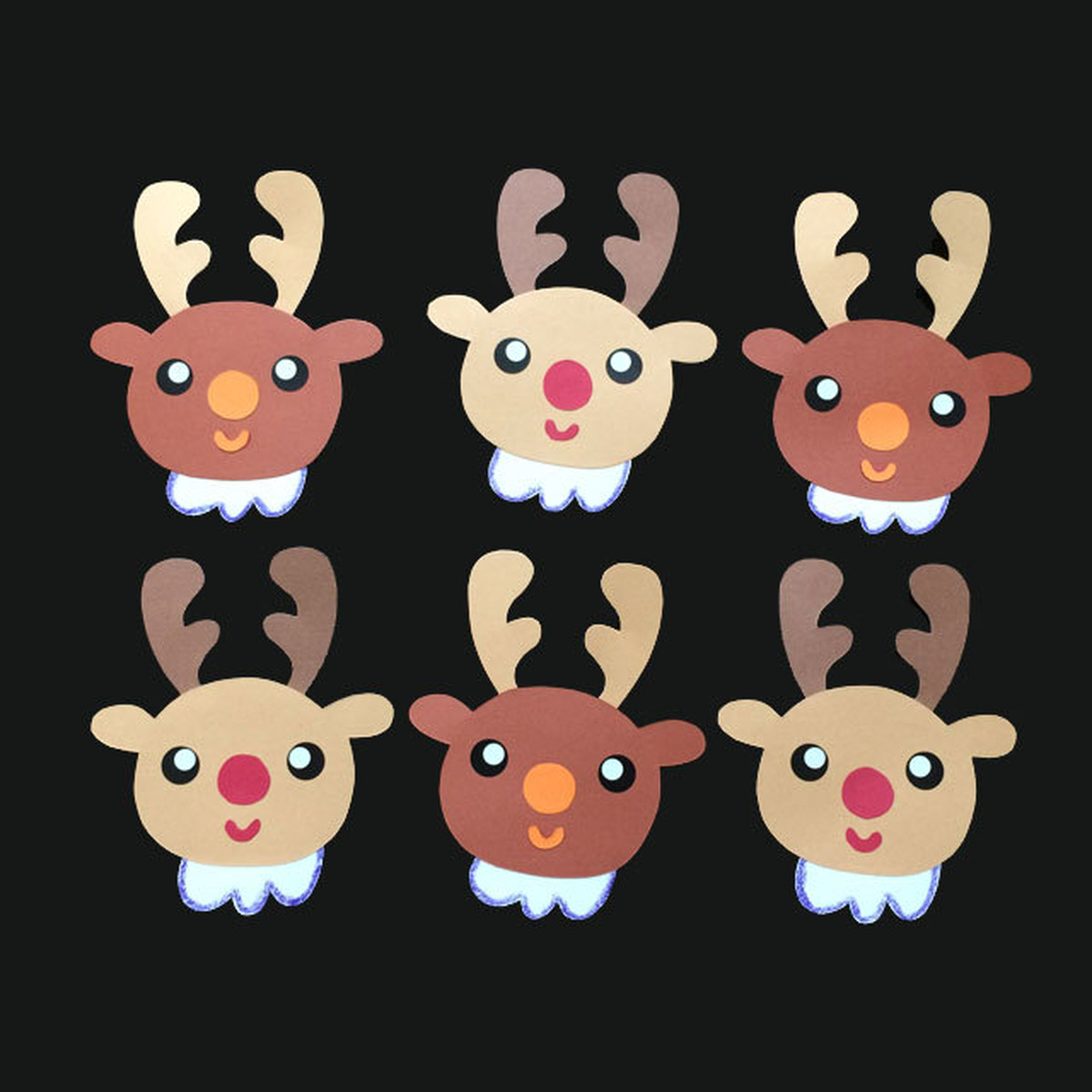 トナカイの顔の壁面装飾 6個セット Kobito