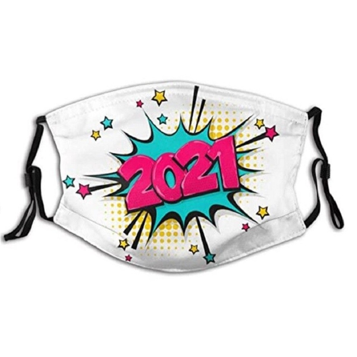 21年 マスク ハッピーニューイヤー ポップな文字 おしゃれ エレガント 快適 ファッションマスク 立体マスク 大人 個包装 伸縮性 エコマスク フィット 柄 プリント お洒落 可愛い カラー メンズ レディース インナーマスク ファッション Aio Online Store