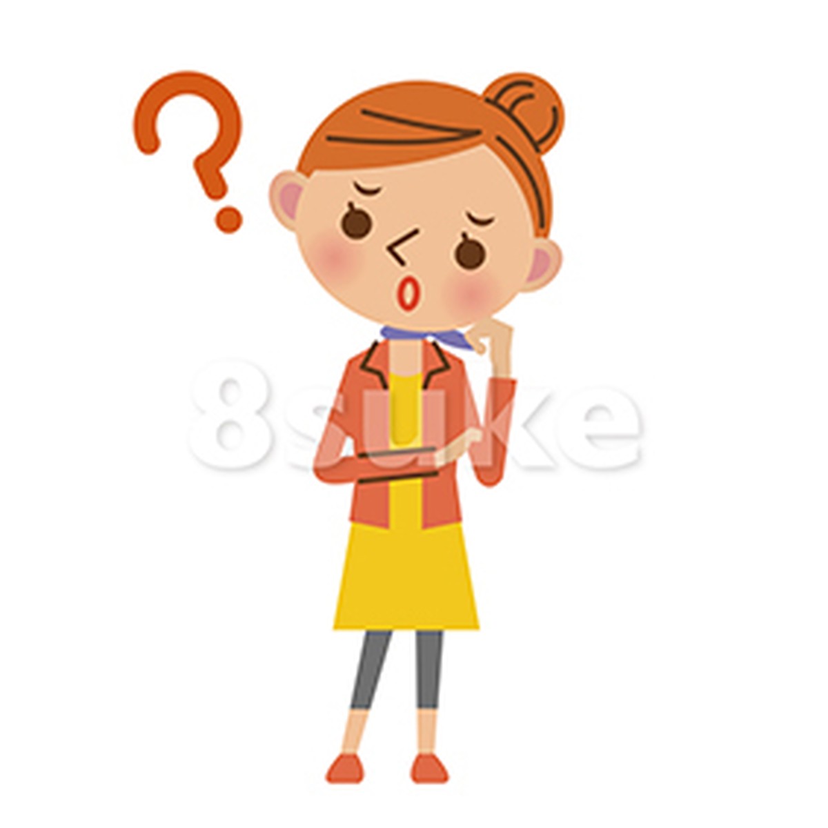イラスト素材 困る 悩む女性 ベクター Jpg 8sukeの人物イラスト屋 かわいいベクター素材のダウンロード販売