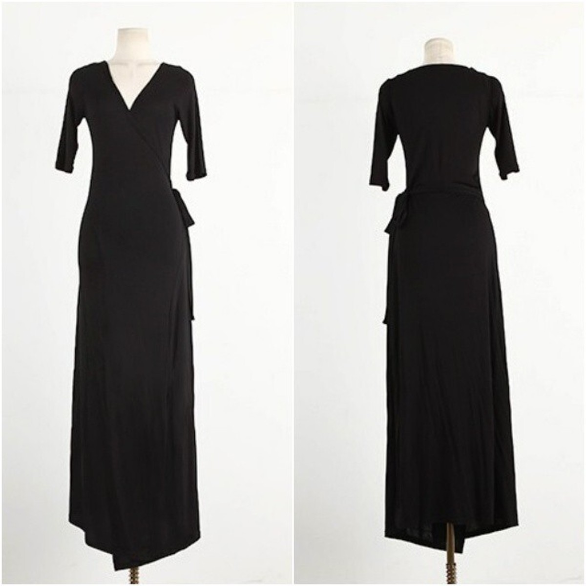 美しい ラップ風ワンピース カシュクール ワンピース カシュクールワンピ 黒ワンピース 黒ロングワンピース 黒ワンピースロング スリット マキシ 100 安心保証 Alimamiy Ru