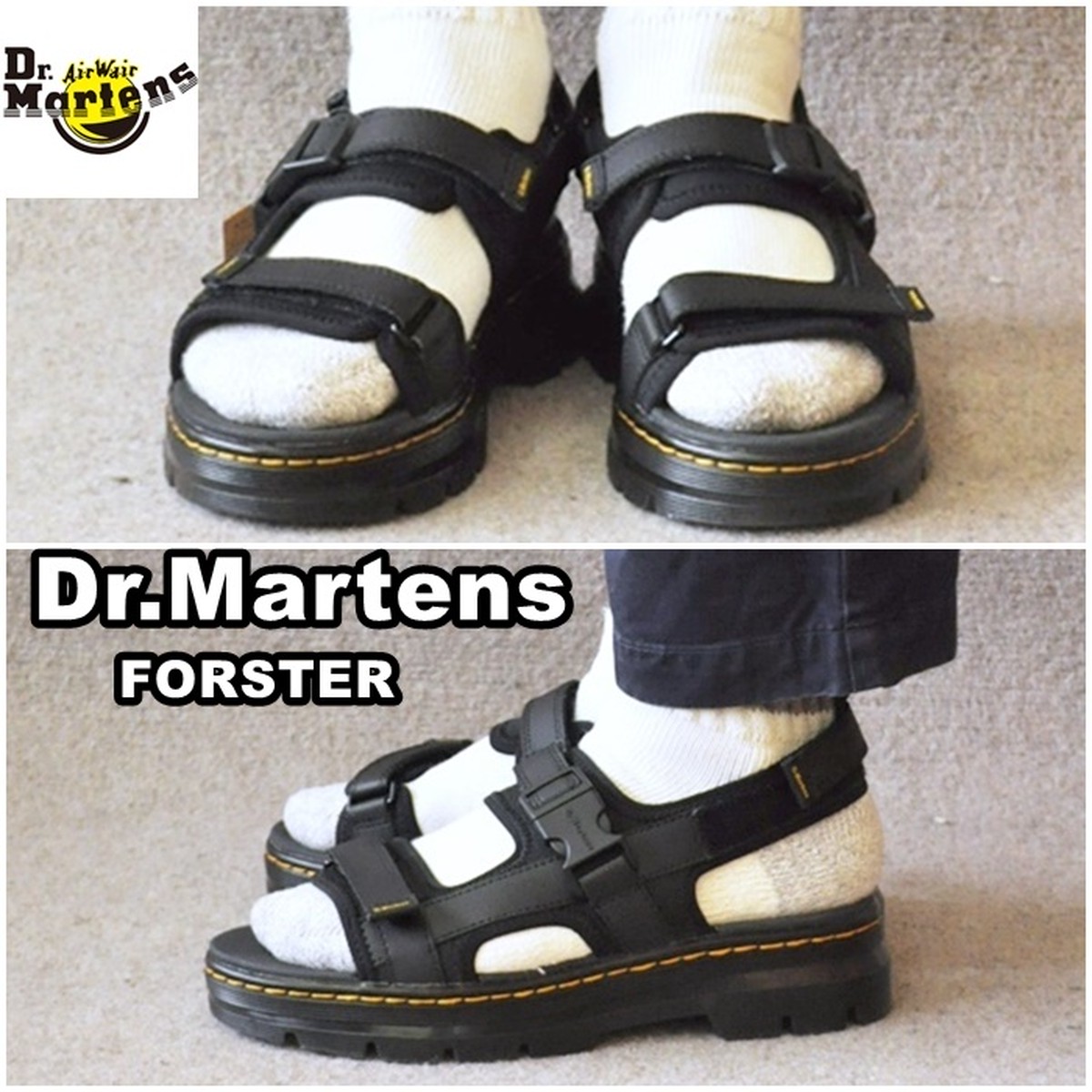 ドクターマーチン Dr Martens サンダル フォルスター Forster Ss21 メンズ ストラップ レザーサンダル Black ブラック Bluelineshop