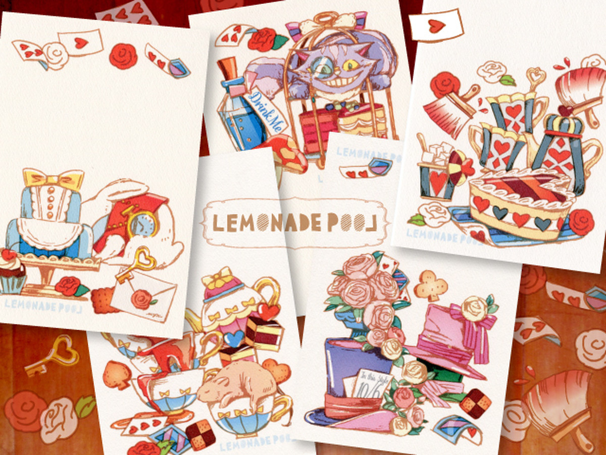 アリスなお茶会ポストカード 5枚セット Lemonadepool