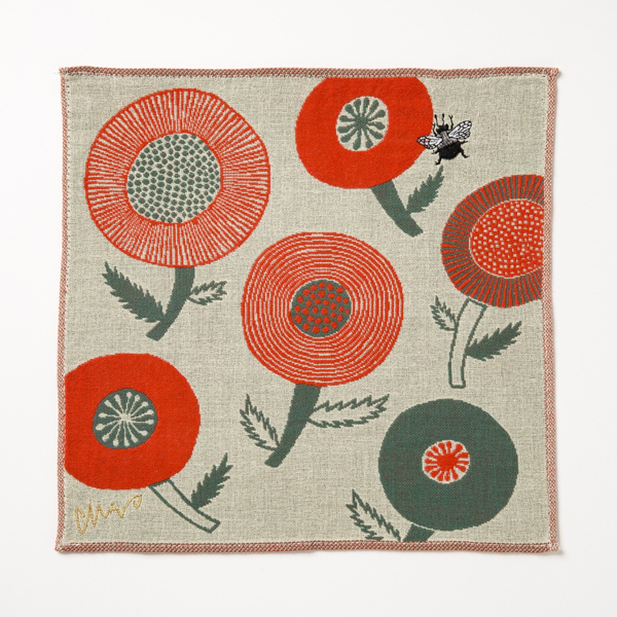 Moritamiw ガーゼハンカチ 花とクマンバチa 86 Be くすばしタオル