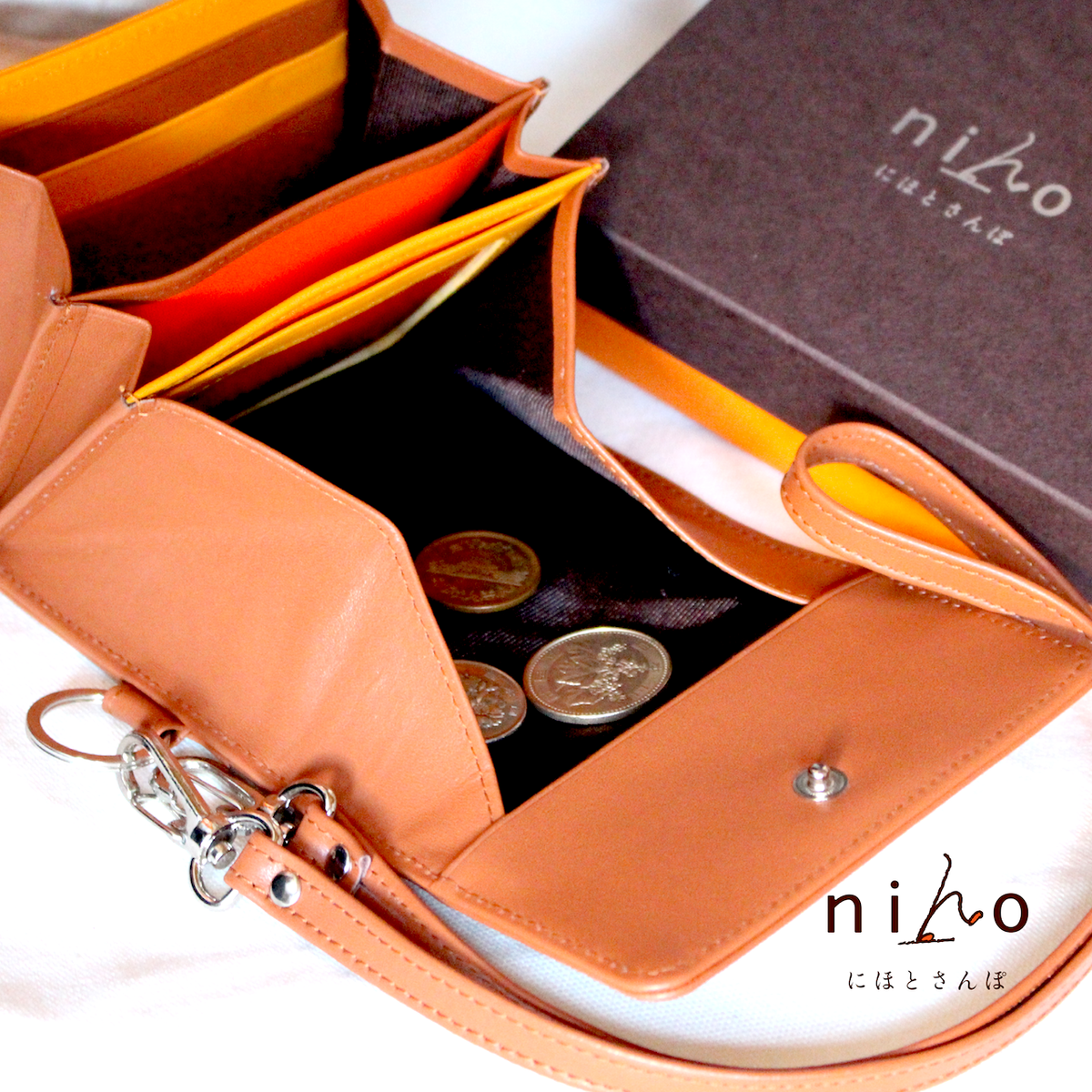 財布 Niho 小銭が取り出しやすい財布 ストラップ付き 送料無料 Dfshop