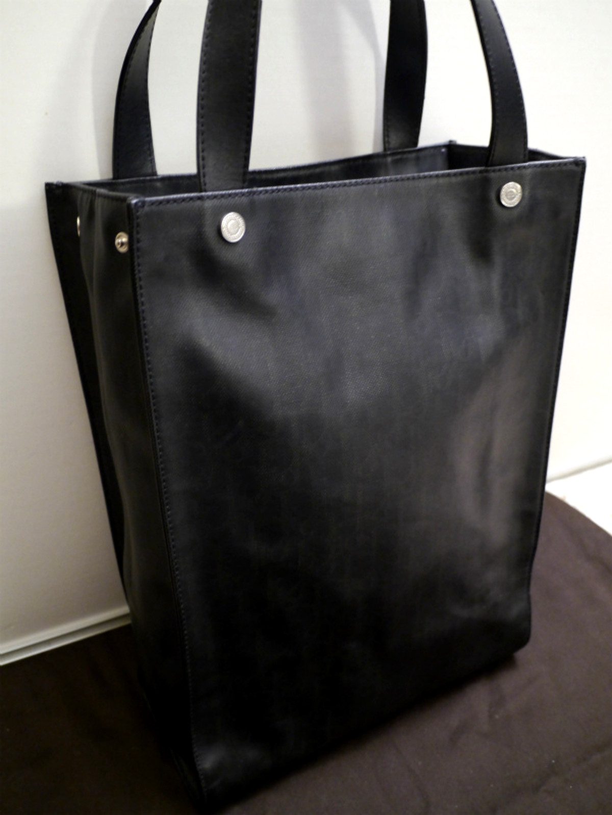 Dior Homme ディオールオム 対応ビジネス可 トロッター 加工キャンバスxレザー トート ハンド バッグ 黒 通勤通学にも大活躍のa4対応 Dearlive Tokyo ディアライブ東京