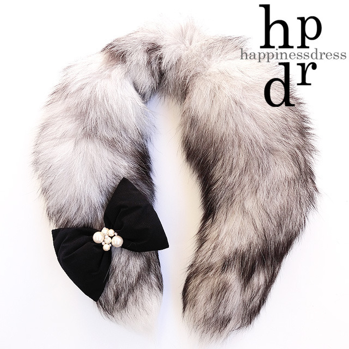 Ribbonholiday リボンホリデー リボン付きファーマフラー 北欧産sagaブルーフロストフォックス Happinessdress ハピネスドレス