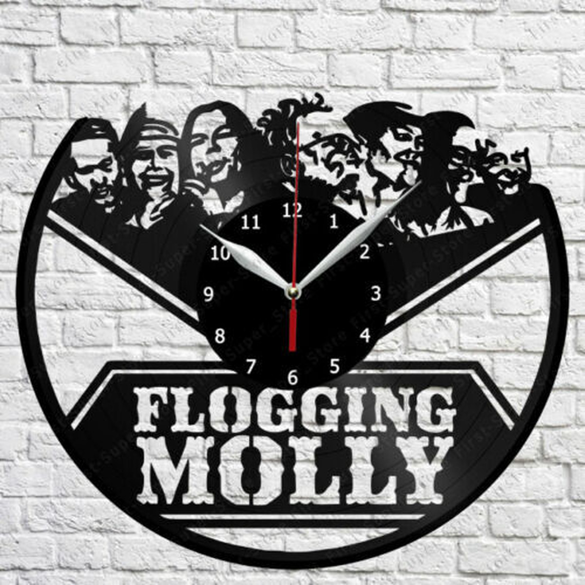 30cm レコード盤 壁掛け時計 フロッギング モリー Flogging Molly アイリッシュ パンクバンド エコ インテリア ディスプレイ 輸入雑貨 Hachinohe Base 1518