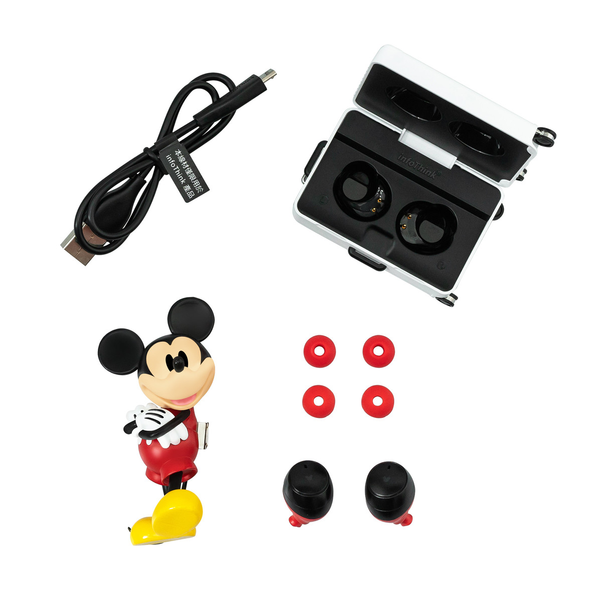 Infothink ワイヤレスイヤホン ノイズキャンセリング True Wireless Stereo Bluetooth Earbuds Earphone ディズニー Disney ミッキーマウス Mickey Mouse スーツケース Suitcase フィギュア Itws100 Mickey02 E Qualia イークオリア