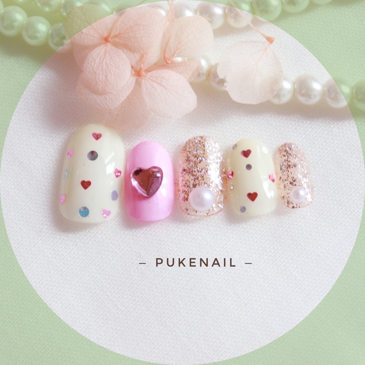 Pukeネイル No 346 ハート ホログラム 可愛い 量産型ネイルチップ ネイルチップ つけ爪 購入ならpuke Nail