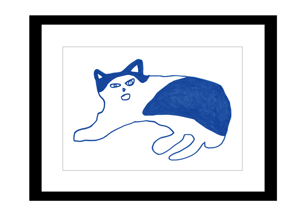 プリント額絵 かっつん作 青のねこ にゃーご Aiマーケット