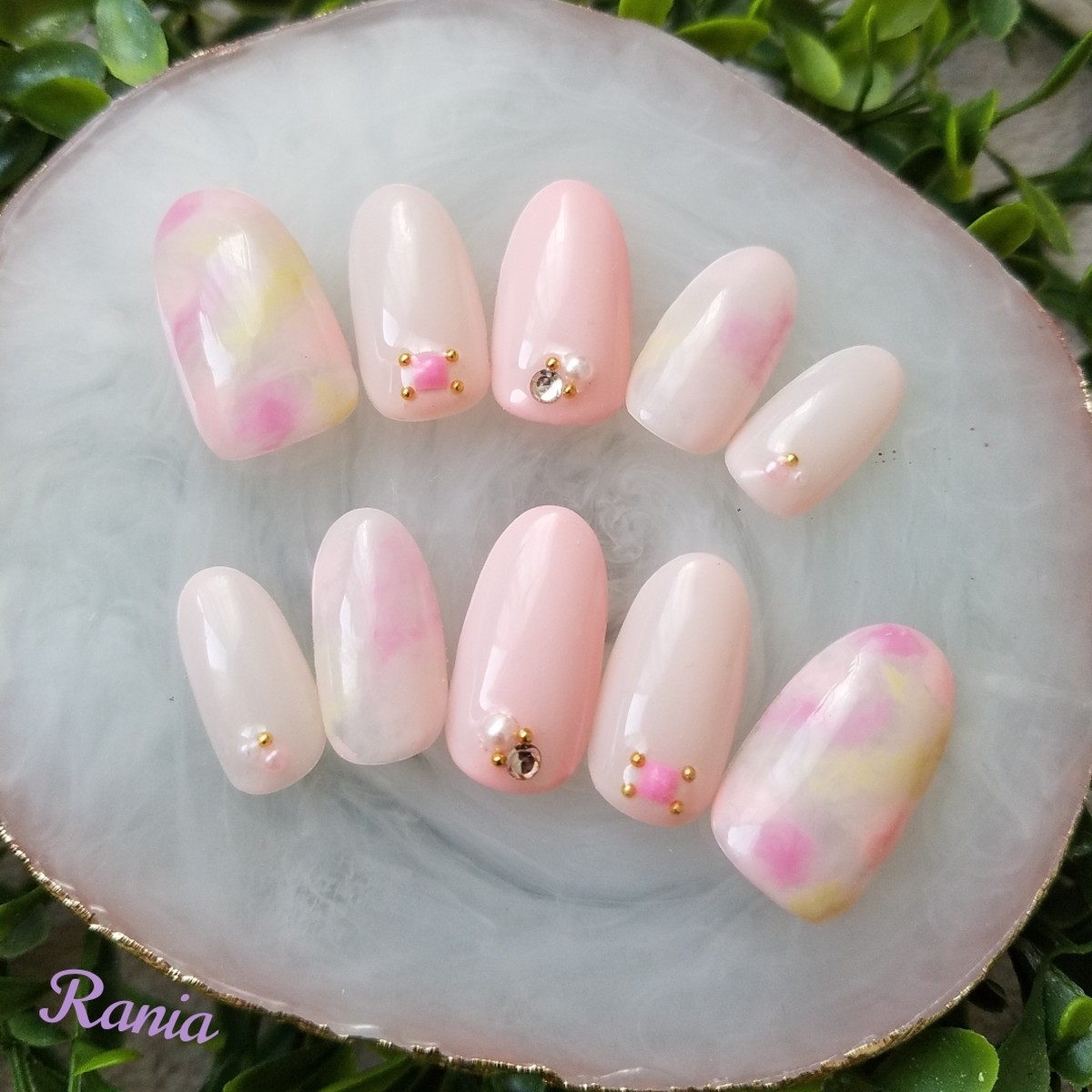 No 85 ピンクベース タイダイネイル Rania ラニア