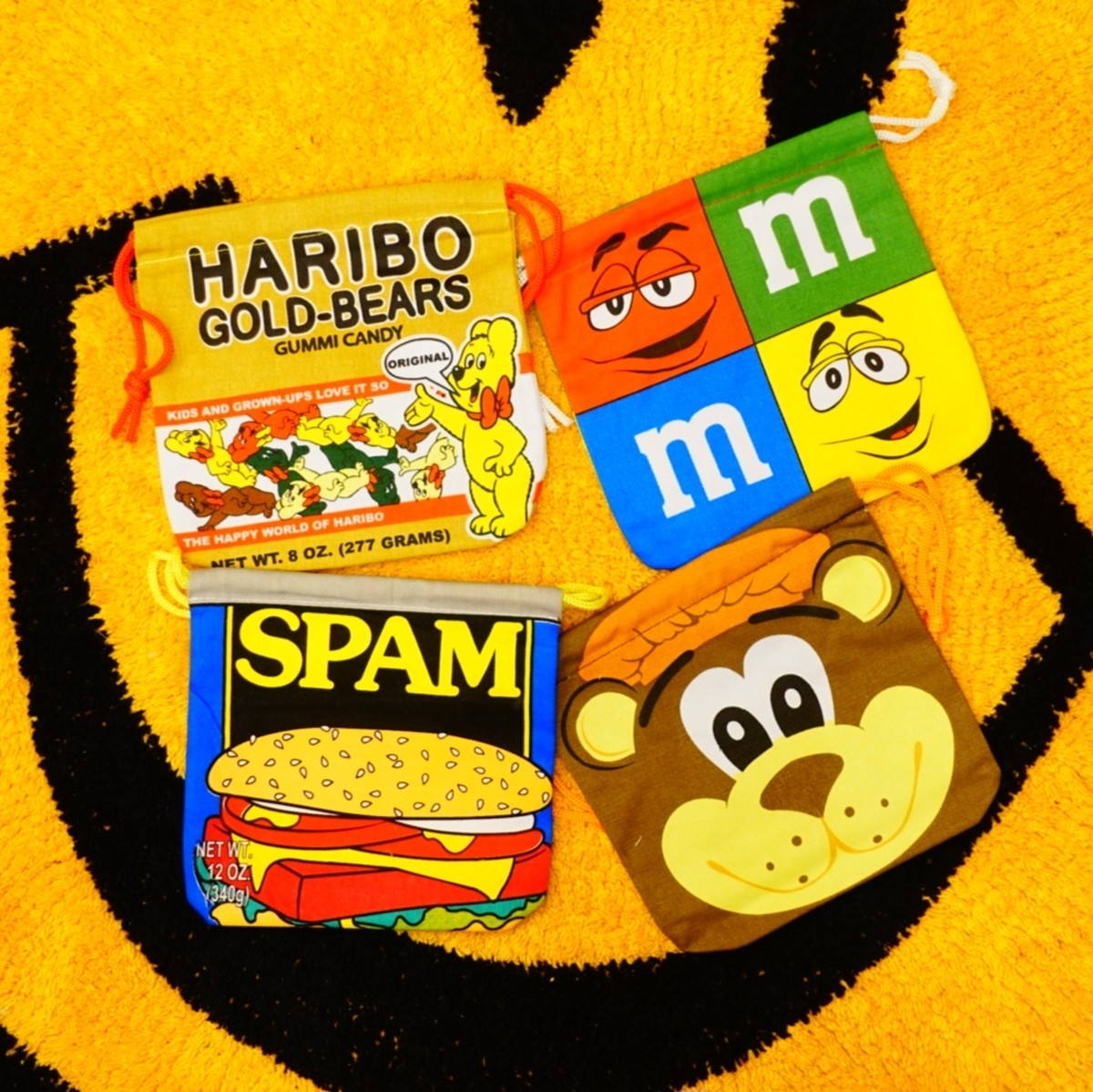 アメリカン雑貨 かわいいプリント巾着 Sサイズ M Ms ハリボー スパム A W Whatsupkobe