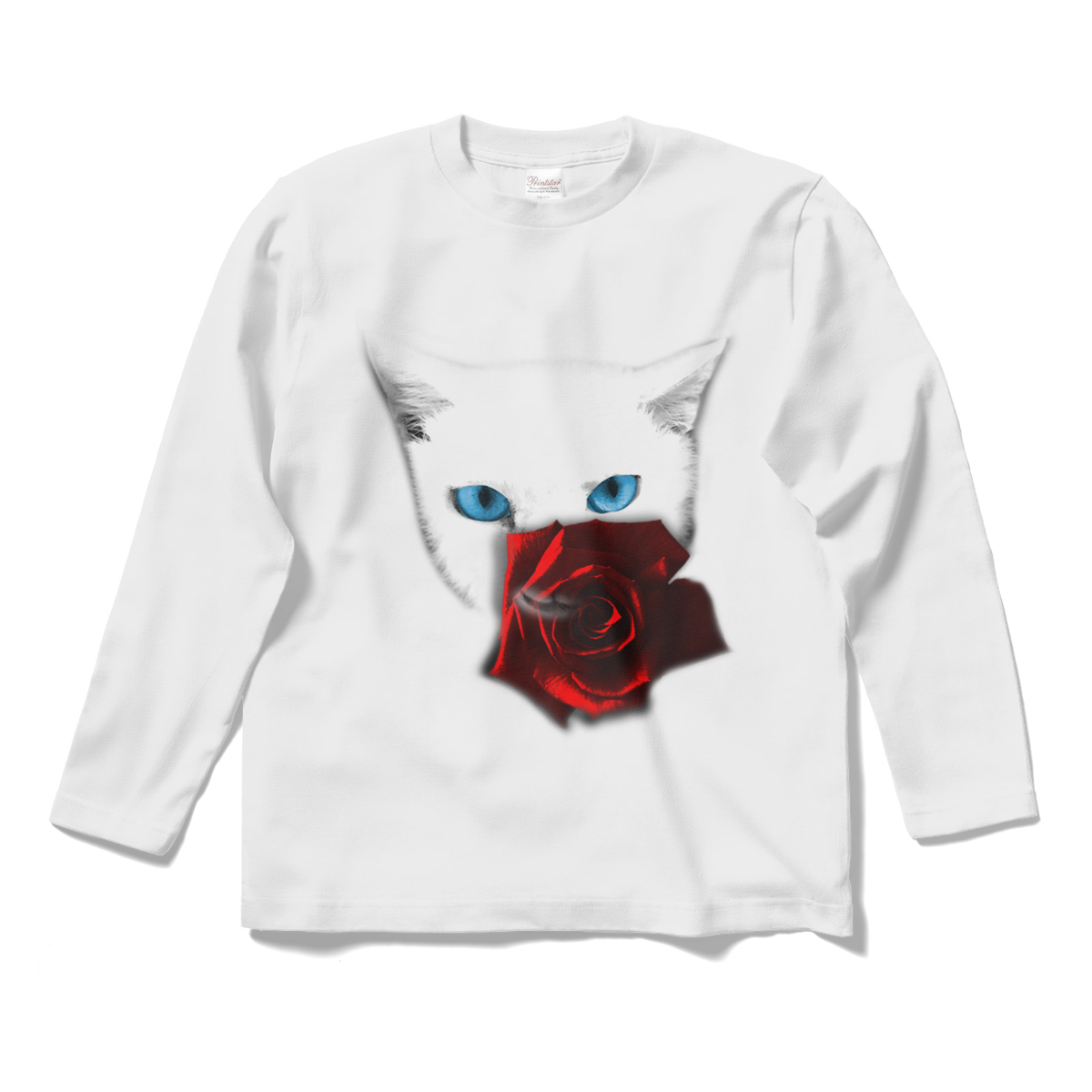 薔薇とニヤリと笑う猫 ロングスリーブtシャツ ネッコショップ