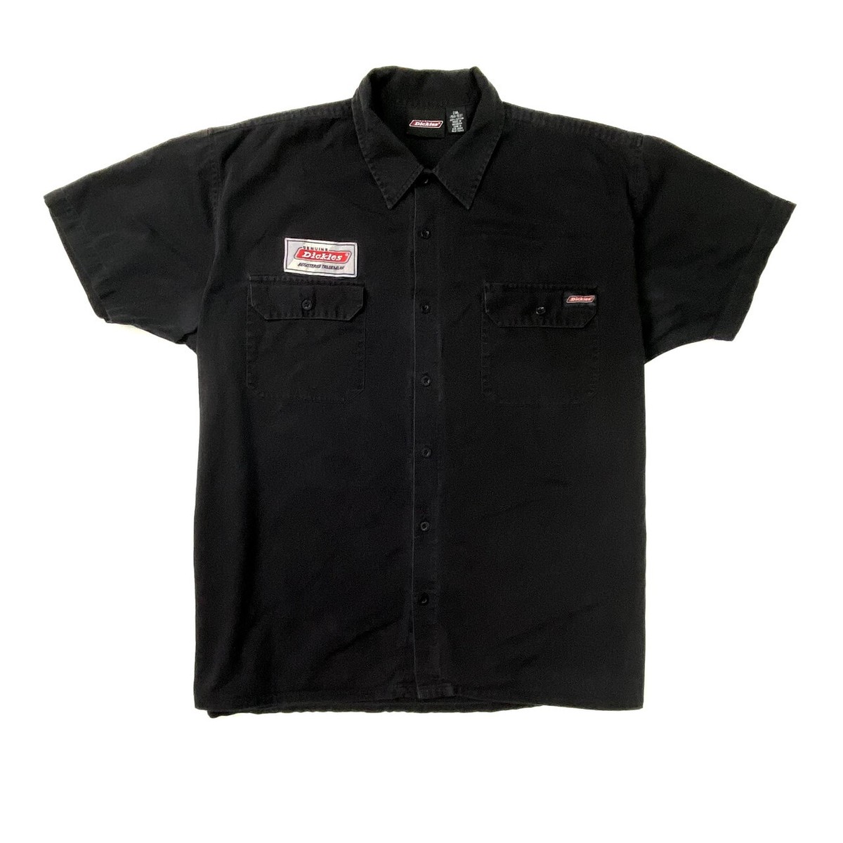 ビッグサイズ Dickies ディッキーズ ロゴワッペン 半袖ワークシャツ メンズ2xl 古着 ブラック 黒 大きいサイズ 半袖シャツ Cave 古着屋 公式 古着通販サイト