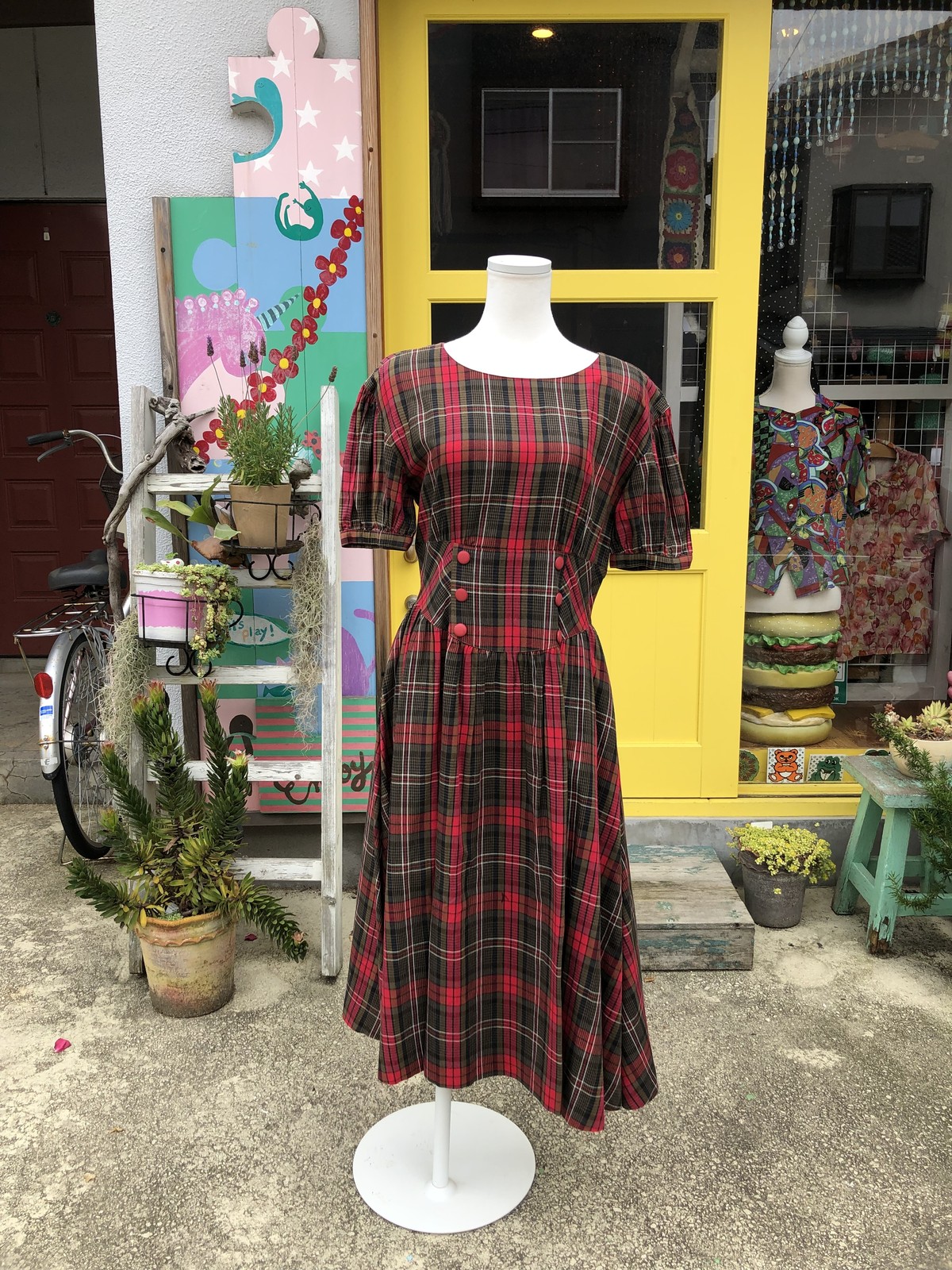 おしゃれ人気 古着 ワンピース ヴィンテージ レトロ お洒落 古着屋シャツワンピ 膝丈 保証書付