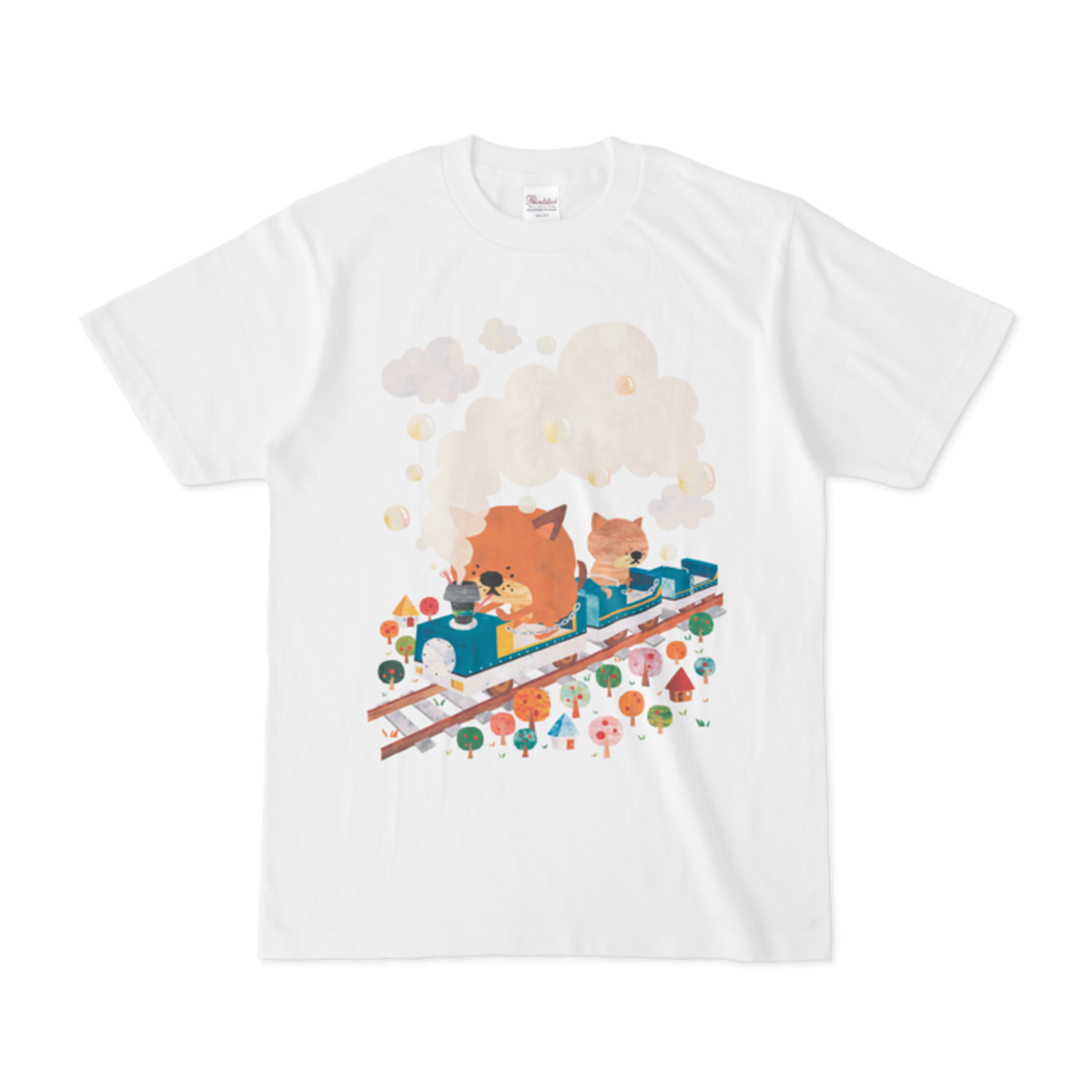 前面プリントイラストtシャツ 汽車ぽっぽー Orange Garden