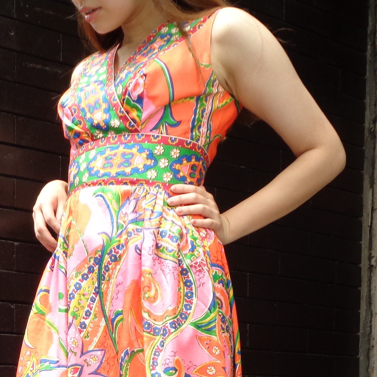 70 S Psychedelic Pattern Dress 70年代 サイケデリック 柄ワンピース Small Change ヴィンテージ 古着 Smallchange スモールチェンジ