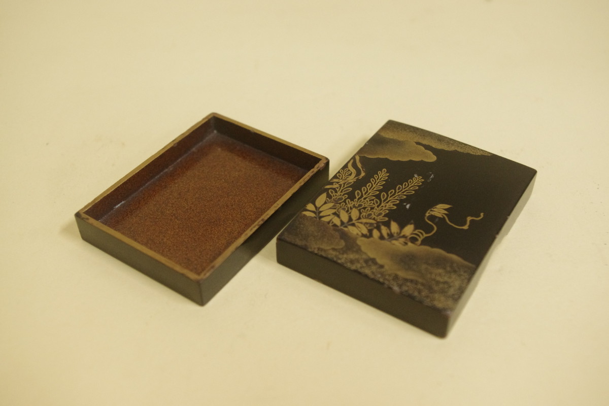 茶道具 香合インテリア 小物 亀甲紋 蒔絵香合 錫 室町時代から江戸時代 