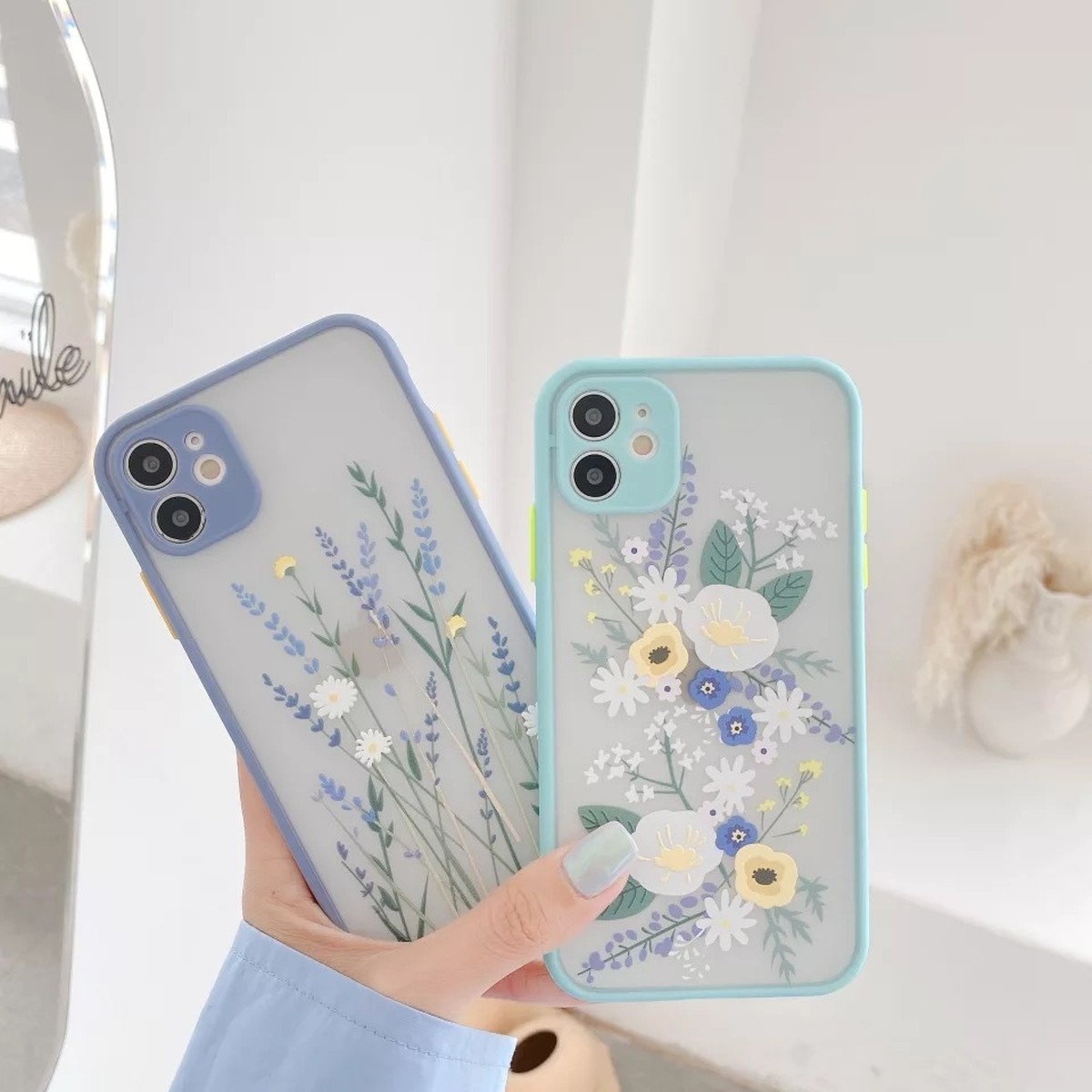 送料無料 予約商品 イラスト パステルカラー フラワー 花 ナチュラル ラベンダー Iphone Iphoneケース スマホケース Selectshop Aya