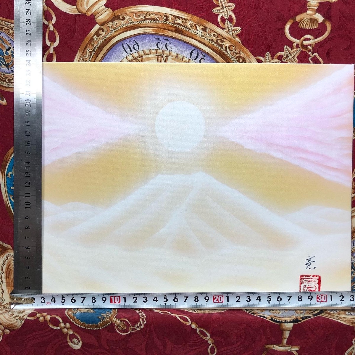 受注生産品 風水金運アップ絵画 雲海金富士 天使の羽モチーフスピリチュアルアート 美術品 Keqbfisp