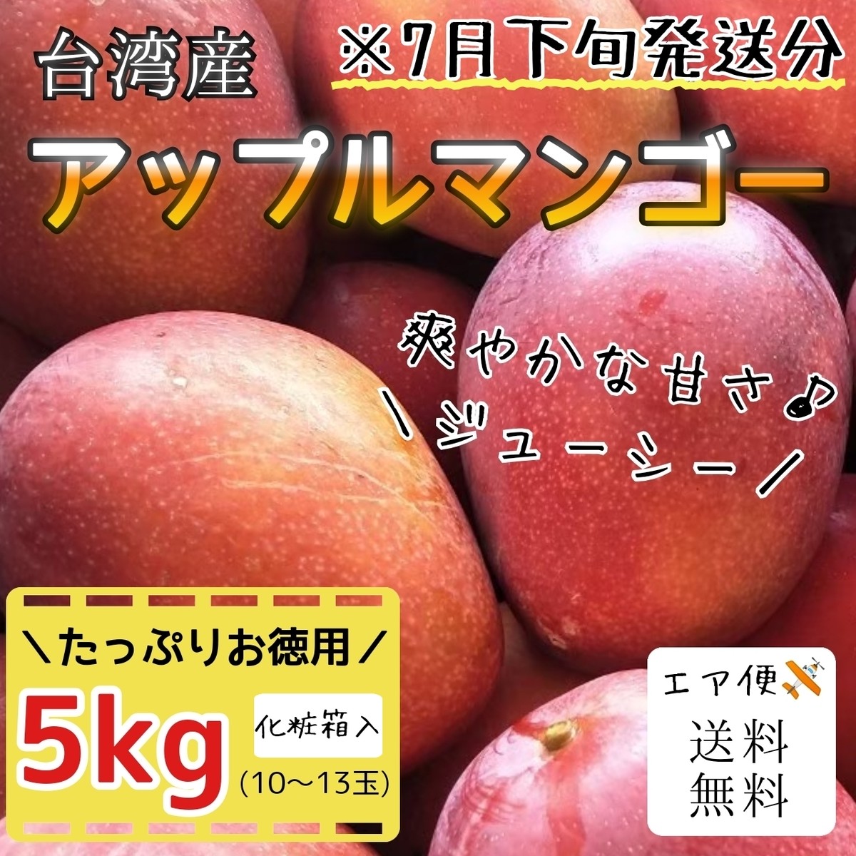 予約 7月下旬発送 台湾産 アップルマンゴー お徳用5kg 10 13玉 入 送料無料 茉莉商店