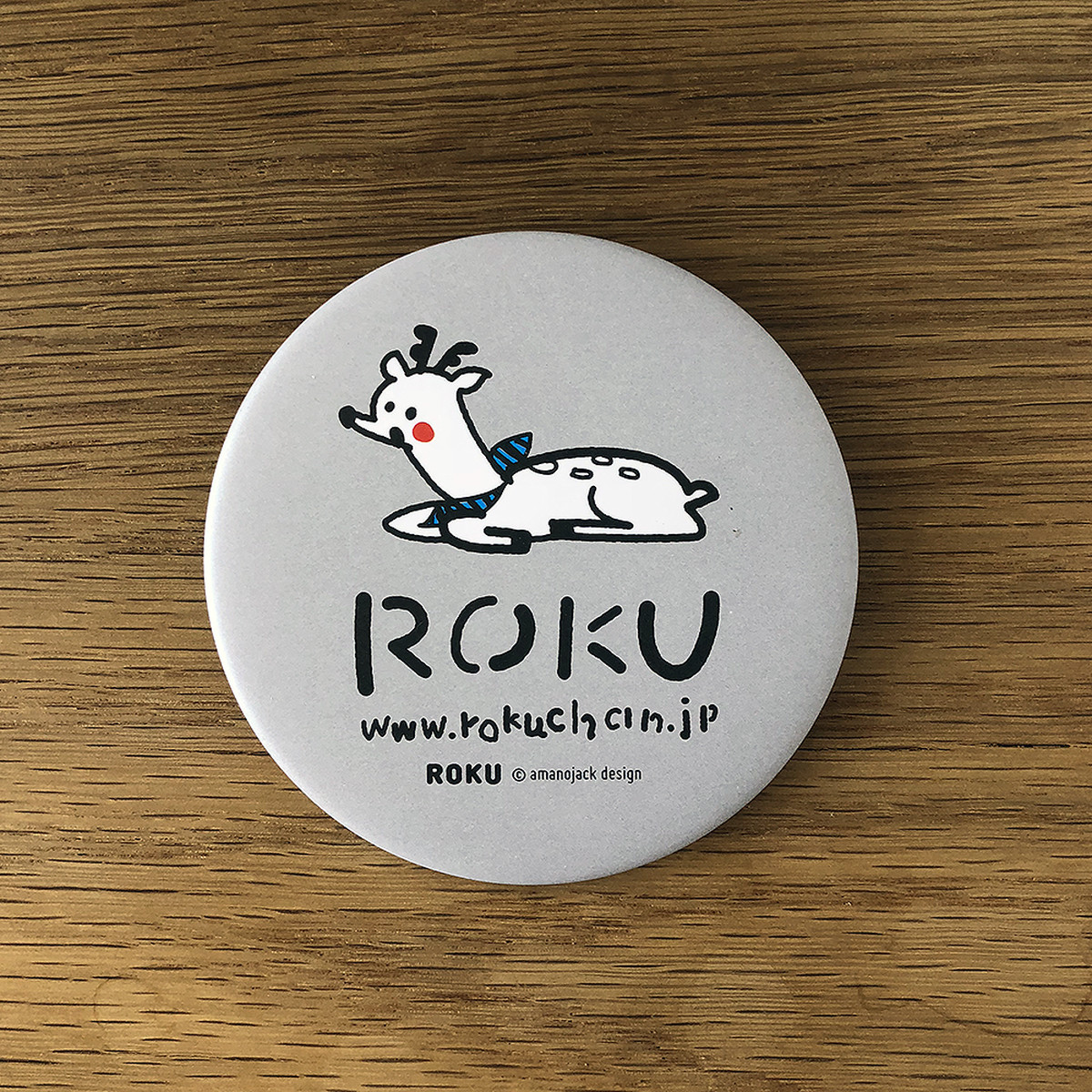 マット缶バッジ 大 奈良の鹿のおめかし Roku Shop 鹿キャラクター ロク のグッズ専門店