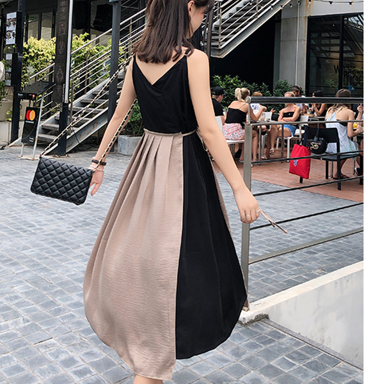 上品 バイカラー キャミソールワンピース キャミワンピ サマーワンピ ワンピース ワンピースドレス ロングワンピース 夏ワンピース リゾートワンピース フェミニン エレガント ガーリー カジュアル きれいめ 韓国 オルチャン 韓国ファッション 新作 春夏 春 夏