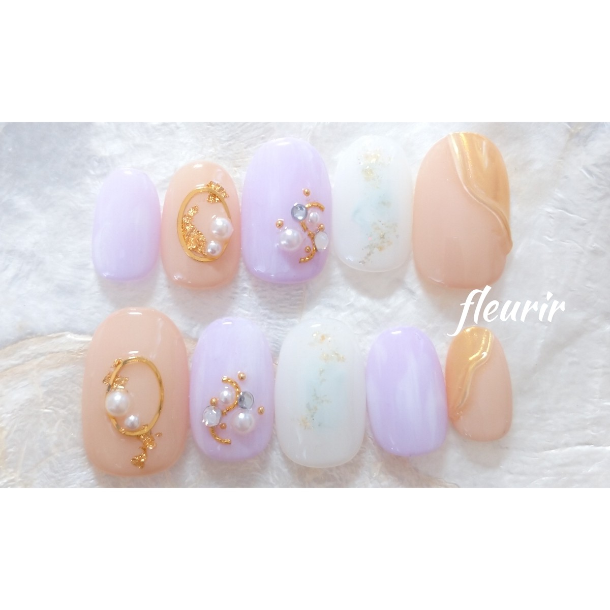 ネイルチップ パステルネイル パープル ベージュ Nailfleurir