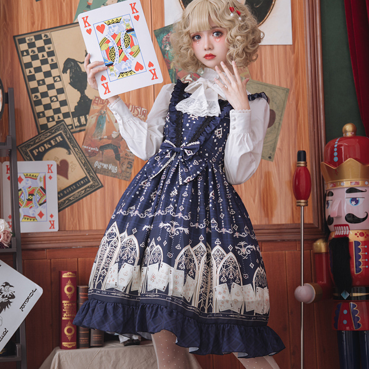 Louis Poker City Vintage Navy Blue Retro ロリィタ ロリータ クラシカル クラロリ (LG99