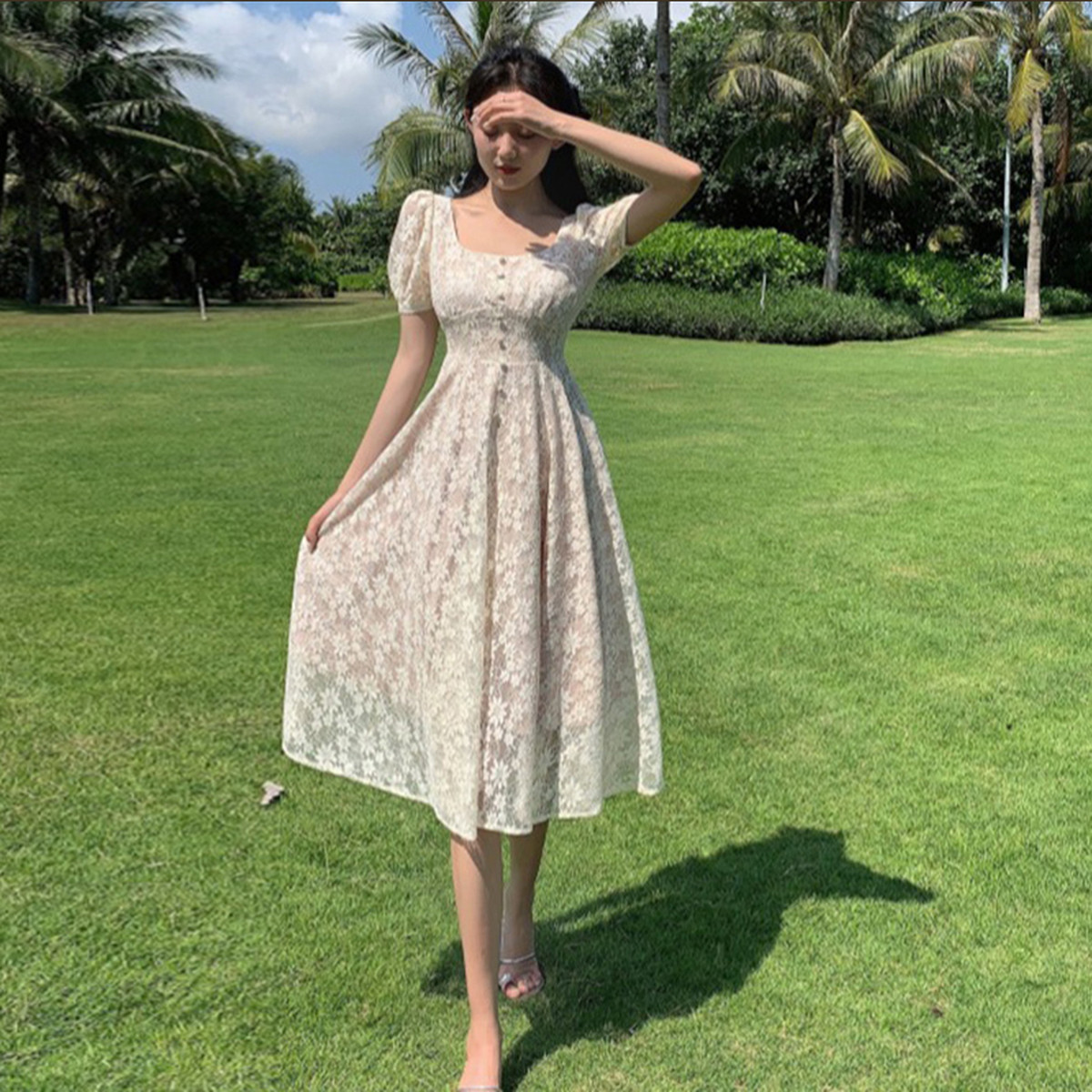 格安即決 花柄 レース ハイウエスト エレガント ワンピース ミディ ドレス Sale 公式通販 Tnnurdu Com