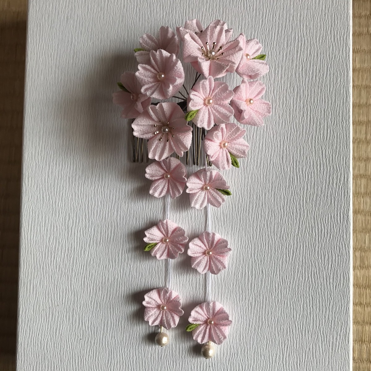 オーダー つまみ細工 髪飾り 桜 つまみ箱 ぽぽり
