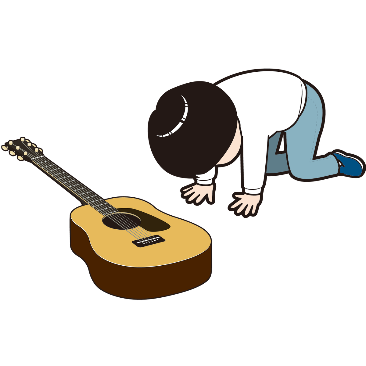 アコースティックギターに挫折する男性 Sozaido