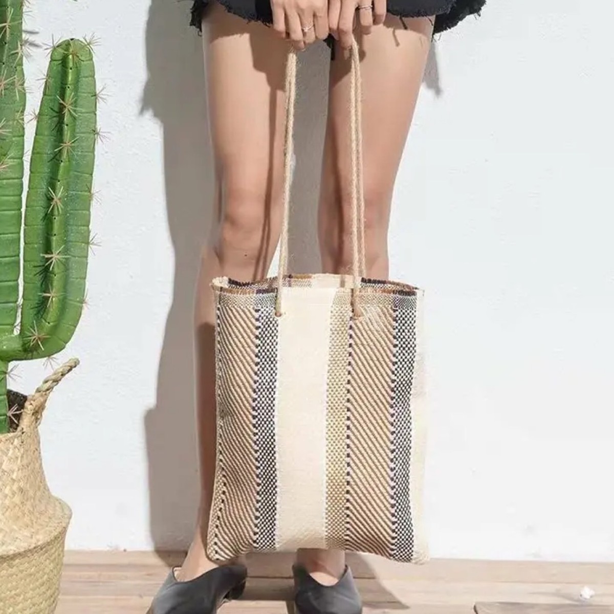 送料無料 ヘンプロープ バッグ 麻縄 トートバッグ おしゃれ 春 夏 ハンドバッグ ショルダーバッグ 鞄 カバン かばん Santamonic Trend セレクトショップ