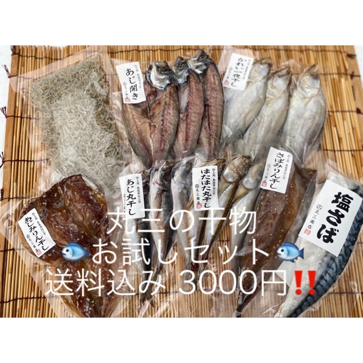 丸三の干物 お試しセット 少量づつ いろいろ試せるのでオススメです 送料込み 3000円 干物の丸三商店