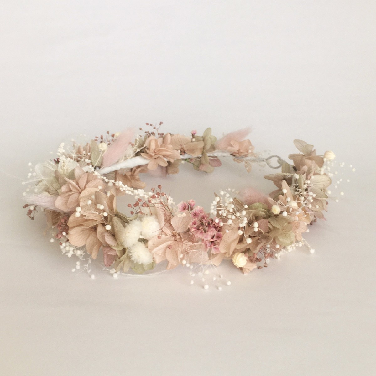 Flower Crown プリザーブドフラワー ドライフラワー 花冠 くすみ ピンク 髪飾り 結婚式 オーダー ヘアアクセサリー 花冠 ベビー キッズ 花かんむり I N B L O O M