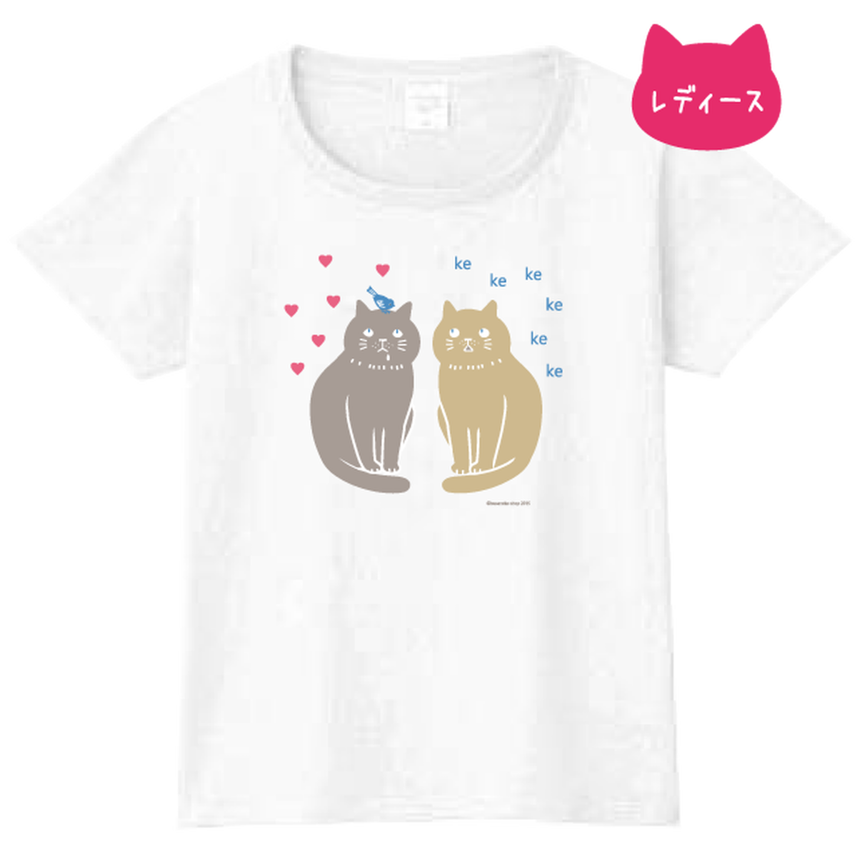 ブサ猫tシャツ 猫と青い鳥 レディース 白ほか全5色 小さな小さな雑貨店 ぶさねこかん