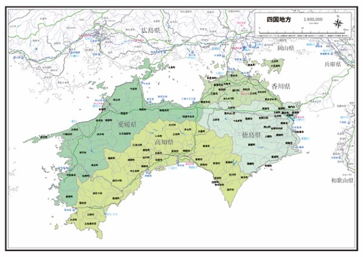 P8四国地方 全情報 空港 港湾 K Shikoku P8 楽地図 日本全国の白地図ショップ