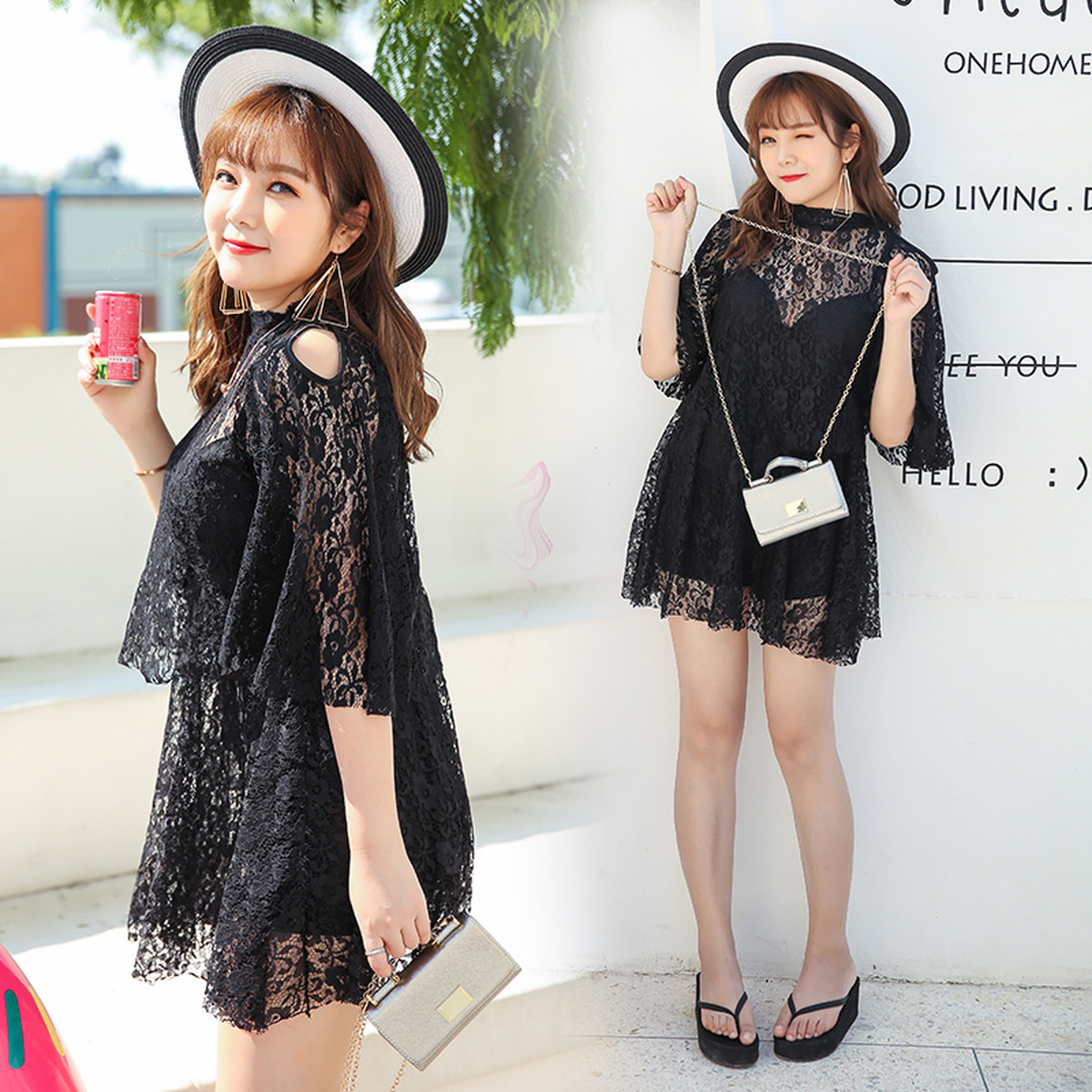 上質風合い 水着 体型カバー ワンピース カバーアップ レース 大きいサイズ 1708 驚きの安さ Www Iacymperu Org