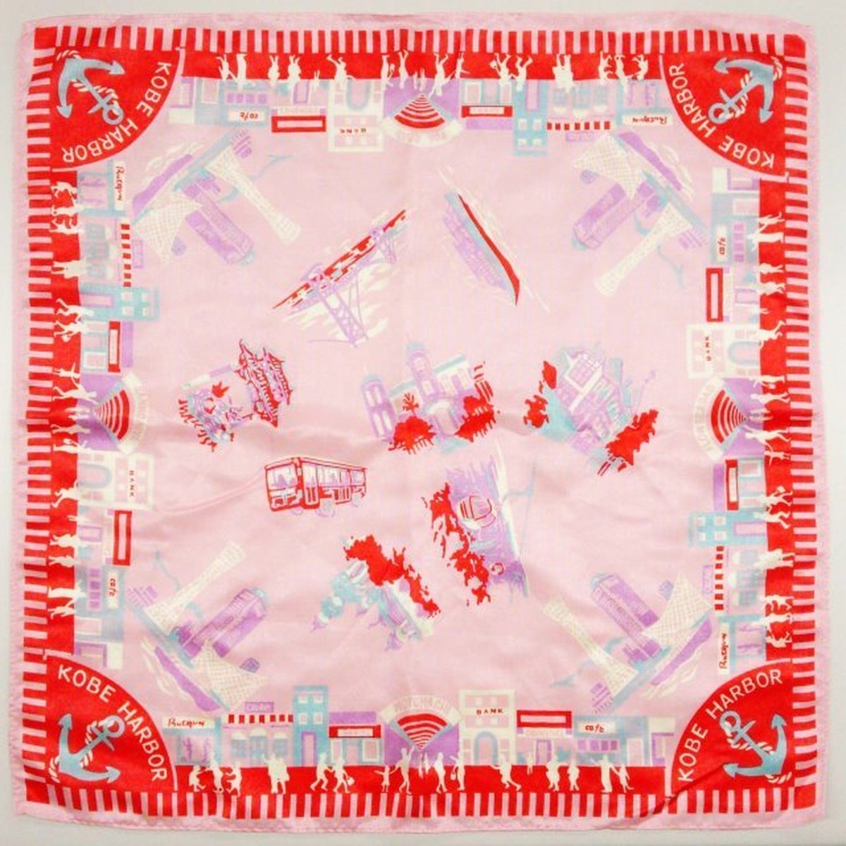神戸ハンカチ 神戸の街並み ピンク Kobe Gift